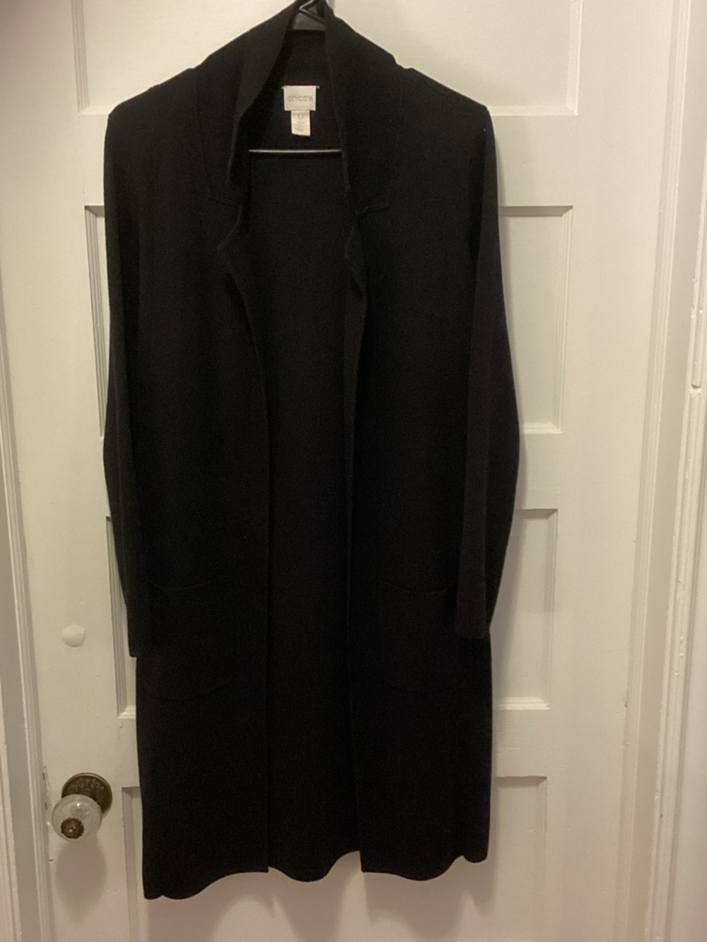 Chico's Black Open-Front Long Trench Coat